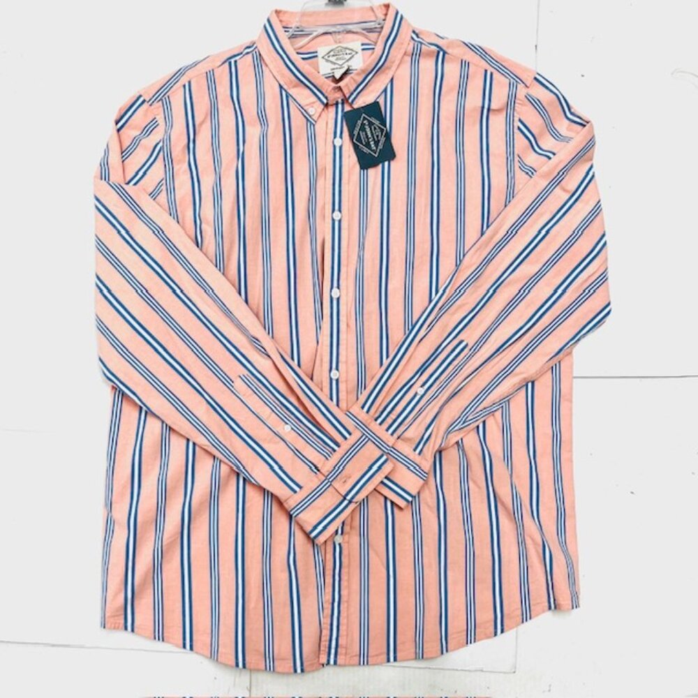 New Classic St. John’s Bay Button Up Shirt  Long Sleeve XXL  pink blue white(83
